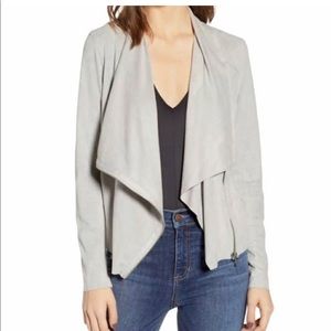 Gray drape faux leather jacket